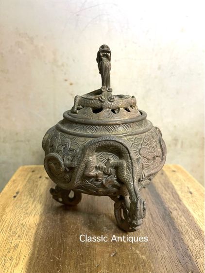 กระถาง กำยาน มังกร ทองเหลืองสะสม รูปที่ 4