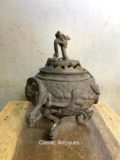 กระถาง กำยาน มังกร ทองเหลืองสะสม รูปที่ 3