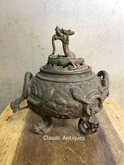 กระถาง กำยาน มังกร ทองเหลืองสะสม รูปที่ 2