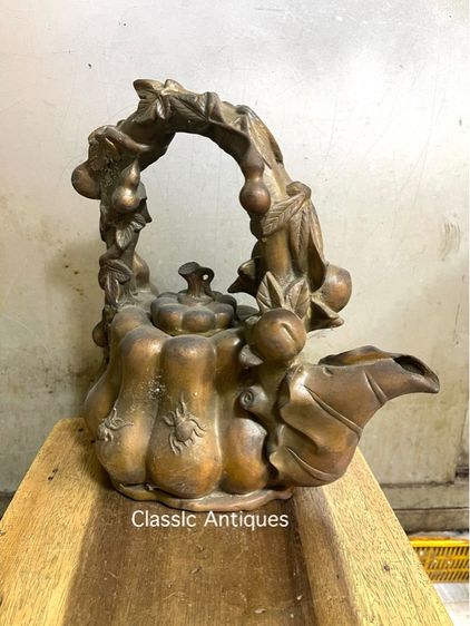 กาน้ำชา ทองเหลืองใบใหญ่ สะสมA2 รูปที่ 5