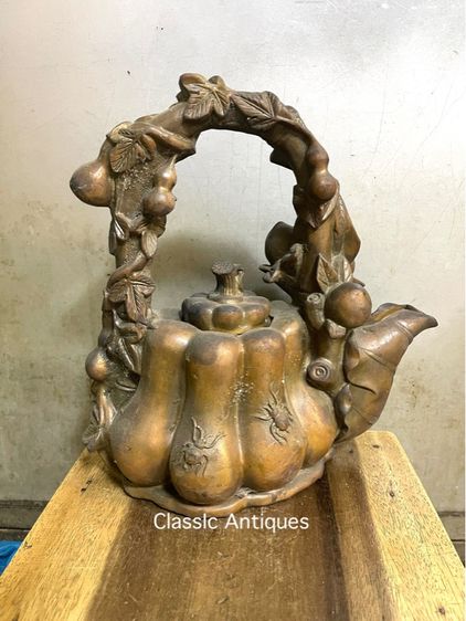 กาน้ำชา ทองเหลืองใบใหญ่ สะสมA2 รูปที่ 6