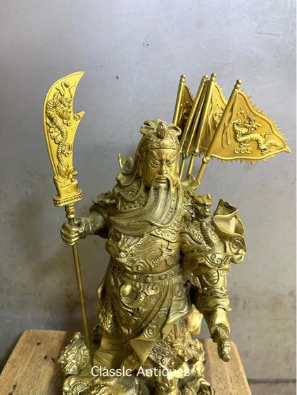 เทพเจ้ากวนอู 5ธง ทองเหลือง A25 รูปที่ 3