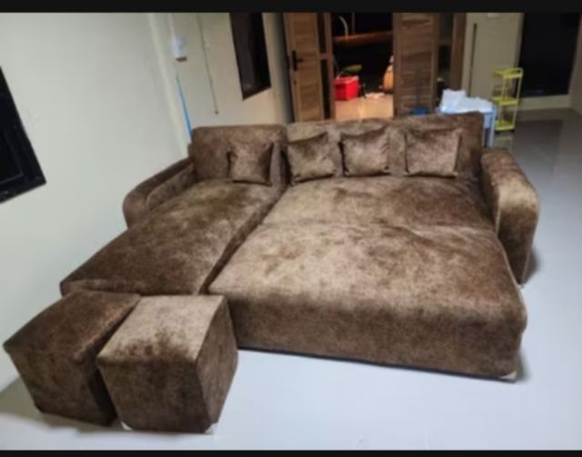 โซฟาทรงL  มีที่วางเท้า ผ้าฮอนแลน ส่งฟรี ปลายทาง รูปที่ 3