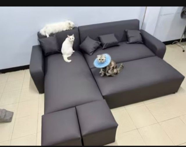 โซฟาทรงL ที่วางเท้า เลือกสีหนังได้ ส่งฟรี ปลายทาง รูปที่ 3