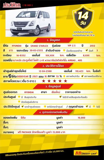 Hyundai Grand Starex 2012 2.5 VIP Utility-car ดีเซล ไม่ติดแก๊ส เกียร์อัตโนมัติ ขาว รูปที่ 2