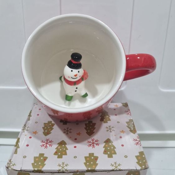 แก้วกาแฟ แก้วมัค แก้วตุ๊กตาหิมะ สีแดงสวย น่ารัก รูปที่ 2