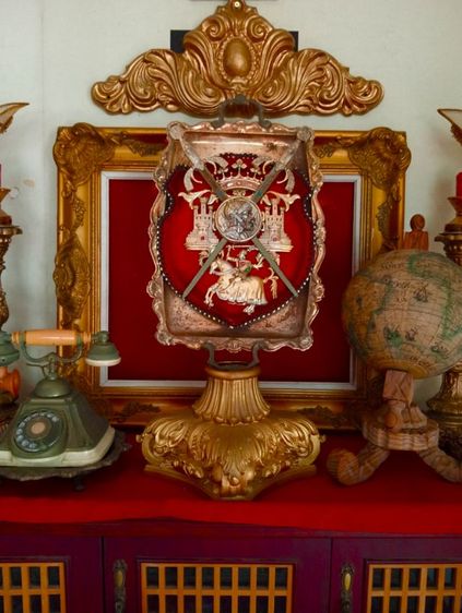 ฝรั่งเศส..โล่ราชวงศ์ฝรั่งเศส..งาน เซอร์วิเนียร์ยุคแรกเก่าโบราณ รูปที่ 3