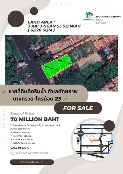 ไม่ใช่ ขายที่ดิน บางกรวย ไทรน้อย ที่ดินติดริมน้ำ ทำเลดี เดินทางสะดวก  รูปที่ 4