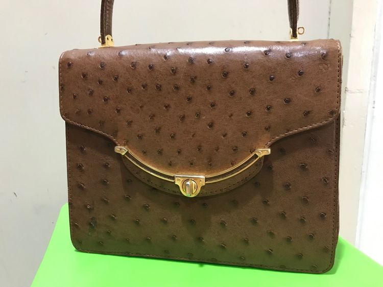 ลดราคา Lorenzi กระเป๋าถือ มีสายยาว หนังนกกระจอกเทศแท้ ยังไม่เคยใช้งาน รูปที่ 5