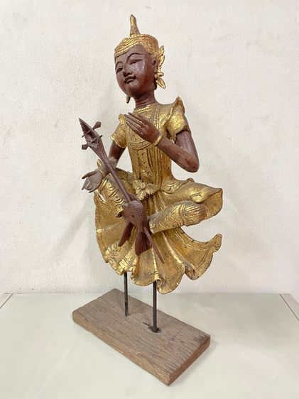 ไม้แกะสลัก เทวดาเล่นซอ มีปิดทอง รูปที่ 3