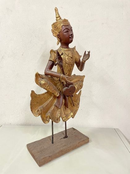 ไม้แกะสลัก เทวดาเล่นซอ มีปิดทอง รูปที่ 4