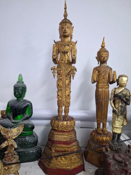 🚩(มาใหม่)พระบูชาทรงเครื่องไม้แกะเก่าโบราณ