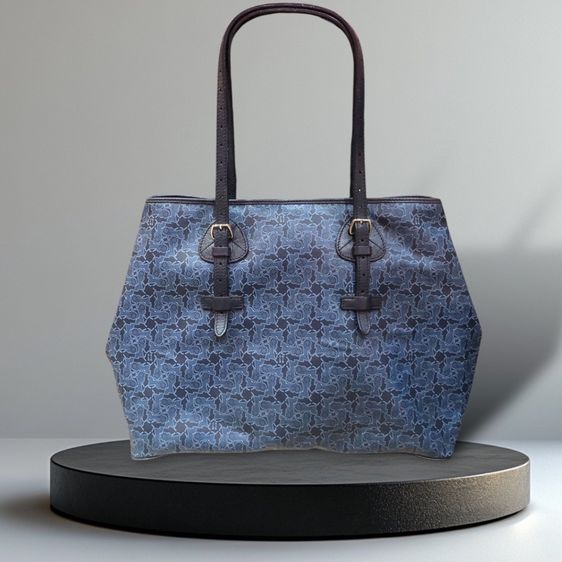 CELINE Tote Bag PVC สีน้ำเงิน Auth  กระเป๋าถือ Céline Tote Bag ผ้าลินินเคลือบสีน้ำเงินกรมท่า รับประกันของแท้ รูปที่ 2