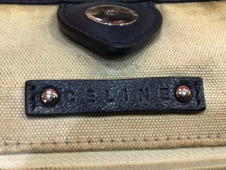 CELINE Tote Bag PVC สีน้ำเงิน Auth  กระเป๋าถือ Céline Tote Bag ผ้าลินินเคลือบสีน้ำเงินกรมท่า รับประกันของแท้ รูปที่ 9