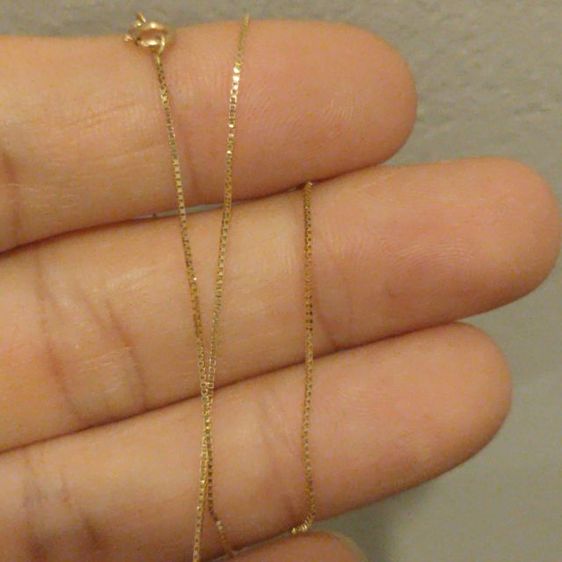 สร้อยคอทองคำ 14K 585 งานนอก ยาว 16นิ้ว หนัก 0.8 กรัมครับ เหมาะกับเด็ก หรือผู้หญิง เส้นเล็กๆ  รูปที่ 2