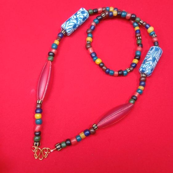 🔖สร้อยคอลูกปัดโบราณ คั่นลูกปัดโมร็อคโค งานสวย มีน้ำหนัก ห้อยพระได้ รูปที่ 9