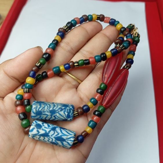 🔖สร้อยคอลูกปัดโบราณ คั่นลูกปัดโมร็อคโค งานสวย มีน้ำหนัก ห้อยพระได้ รูปที่ 3