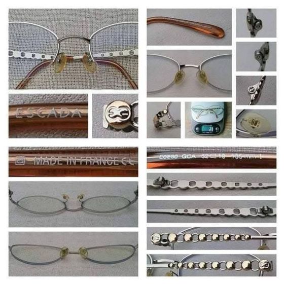 แว่นสายตาสองกษัตริย์–เงิน–ทอง–สัญชาติเยอรมันโดยช่างฝีมือฝรั่งเศส ESCADA 'เอสคาด้า' โมเดลโบราณยุคซีวิลวอร์–วงรี–คลาสสิค เลนส์บลูโพรเทคมัลติโค้ท ค่าสายตายาว 175...Authentic Vintage ESCADA handcrafted in France
 รูปที่ 4