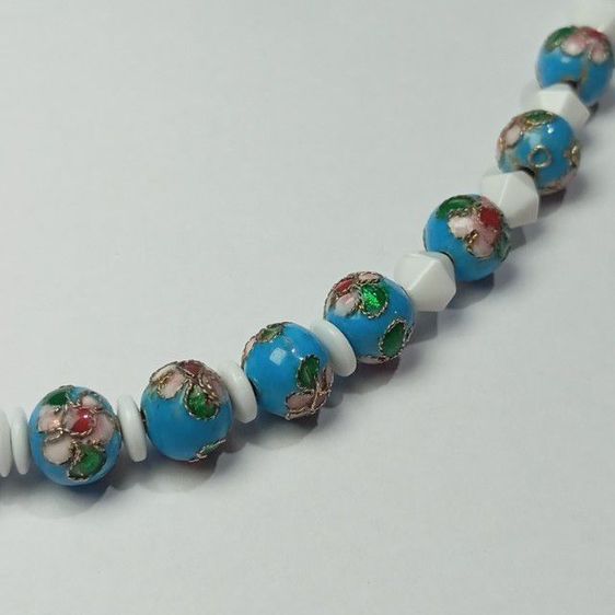 🔖สร้อยคอเม็ดกังไสโบราณและลูกปัดกระเบื้อง ตะขอเงินแท้  รูปที่ 8