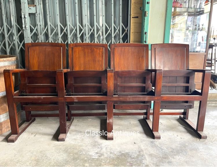 เก้าอี้ โรงหนัง ไม้สักสะสม รูปที่ 2