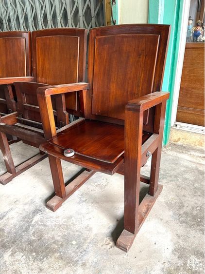 เก้าอี้ โรงหนัง ไม้สักสะสม รูปที่ 7