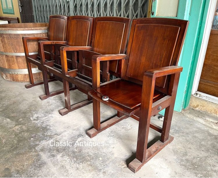 เก้าอี้ โรงหนัง ไม้สักสะสม รูปที่ 10