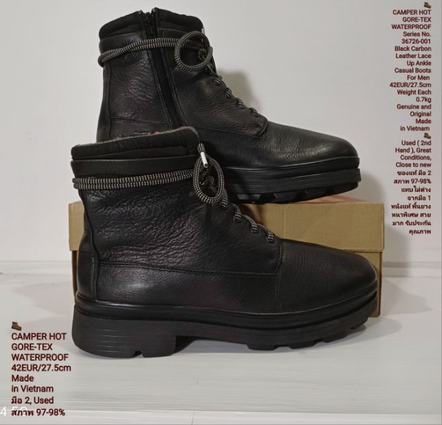 CAMPER HOT GORE-TEX, WATERPROOF Boots 42EU(27.5cm) Original ของแท้ มือ 2 สภาพใกล้เคียงของใหม่, รองเท้าบู้ท CAMPER หนังแท้ พื้นเต็ม สวยมาก รูปที่ 14