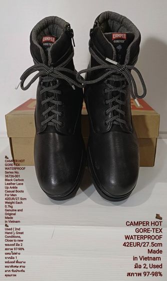 CAMPER HOT GORE-TEX, WATERPROOF Boots 42EU(27.5cm) Original ของแท้ มือ 2 สภาพใกล้เคียงของใหม่, รองเท้าบู้ท CAMPER หนังแท้ พื้นเต็ม สวยมาก รูปที่ 2