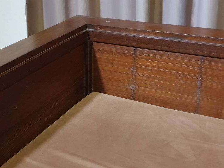 ลดราคา โซฟา 3 นั่งแถมเบาะนุ่มๆ งานฝีมือเชียงใหม่ ไม้สักผสมไม้ไผ่ทำสีวอลนัท รูปที่ 3