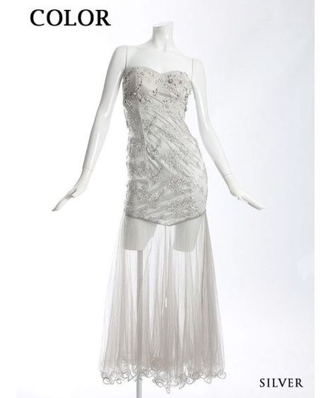 ชุดราตรี ออกงาน งานแต่ง สี silver แบรนด์ดังญี่ปุ่น S-L ใส่ได้ สภาพดีมาก