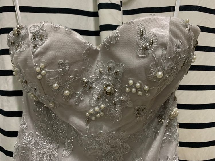 ชุดราตรี ออกงาน งานแต่ง สี silver แบรนด์ดังญี่ปุ่น S-L ใส่ได้ สภาพดีมาก รูปที่ 18