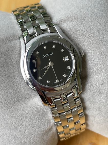 GUCCI Round face Watches 5500L Quartz Black Dial Women's SS รูปที่ 12