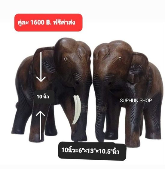 ช้างไม้6นิ้ว ช้างไม้8นิ้ว ช้างคู่มงคลเสริมโชดลาภ ช้างคู่เสริมบารมีความมั่งคั่งเจริญรุ่งเรือง (ราคาต่อ2ตัว) (ฟรีค่าส่ง) ช้างแกัสลัก  รูปที่ 6