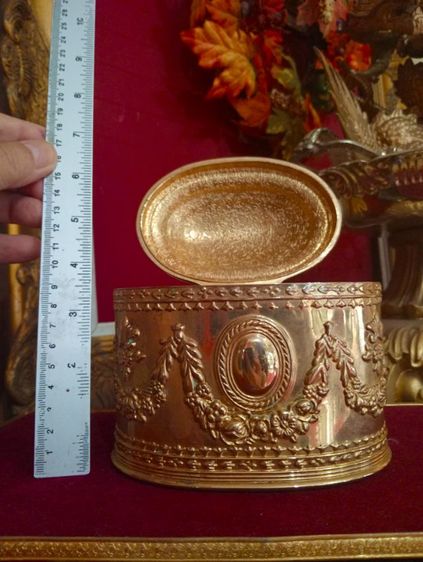 ฝรั่งเศส กล่องหลุยส์ลายนูนสุดงามเพรท ทอง 18k เก่าโบราณงานฝรั่งเศส รูปที่ 4