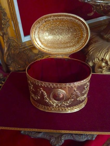 ฝรั่งเศส กล่องหลุยส์ลายนูนสุดงามเพรท ทอง 18k เก่าโบราณงานฝรั่งเศส รูปที่ 7