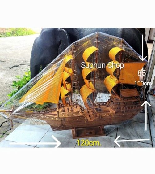 เรือสำเภาจีนฮวงจุ้ยเสริมโชดลาภ75cm. เรือสำเภามงคล เรือสำเภาไม้สัก แฮนด์เมด ฟรีค่าส่งteak junk,teak ship รูปที่ 10