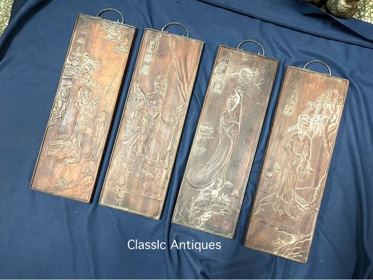 แผ่นไม้แกะสลัก หญิงงามทั้งสี่ สะสม รูปที่ 3