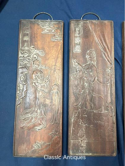 แผ่นไม้แกะสลัก หญิงงามทั้งสี่ สะสม รูปที่ 4