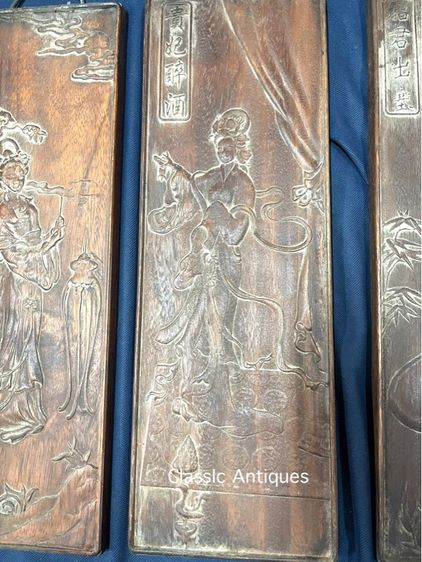 แผ่นไม้แกะสลัก หญิงงามทั้งสี่ สะสม รูปที่ 7