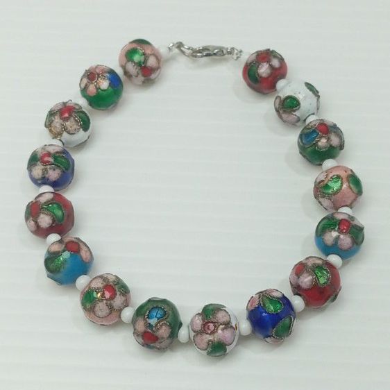 🔖ข้อมือกังไสโบราณ คั่นเม็ดลูกปัดกระเบื้องสีขาว งานจริงสวยมาก รูปที่ 7