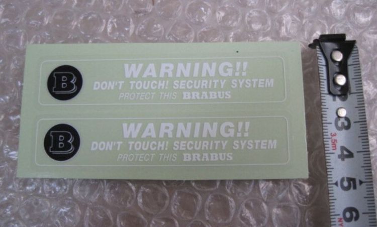 สติ๊กเกอร์ BRABUS Warning Don't touch security สำหรับติดกระจกประตูรถยนต์ของ BRABUS 1 คู่   รูปที่ 3
