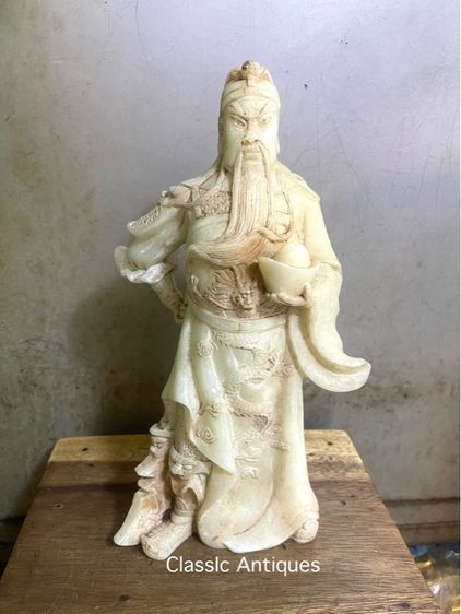 เทพเจ้า กวนอู หินแกะสลัก โบราณสะสมA1 รูปที่ 2