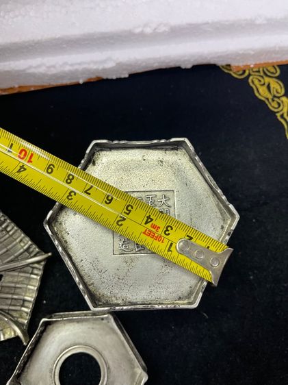 กระถางกำยาน เก๋งจีน หกเหลี่ยม กะไหล่เงิน สะสม รูปที่ 17