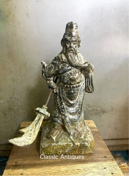 เทพเจ้า กวนอู หินแกะสลัก โบราณสะสมA2