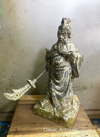 เทพเจ้า กวนอู หินแกะสลัก โบราณสะสมA2 รูปที่ 3