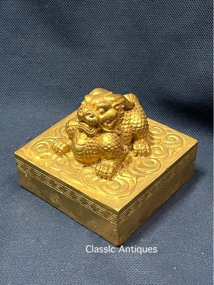 ตราประทับ สิงโตจีน กะไหล่ทอง สะสมA5