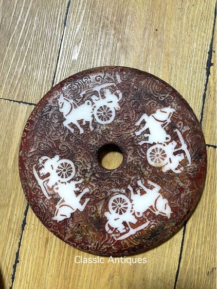 แผ่นหิน แกะสลักลายรถม้า สะสม