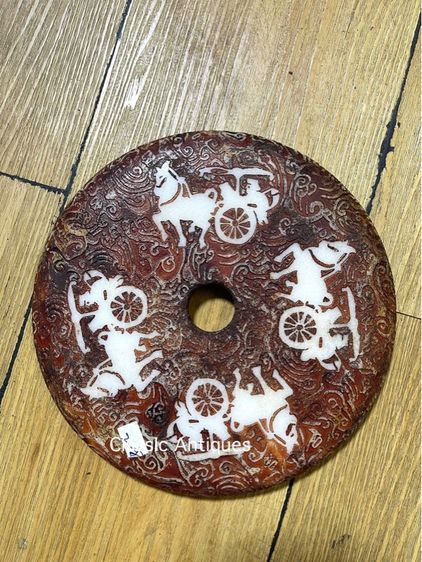 แผ่นหิน แกะสลักลายรถม้า สะสม รูปที่ 2