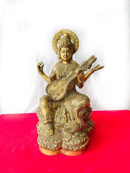 พระแม่สรัสวดี เทวีแห่งสติปัญญา วัดแขก มวกเหล็ก จ.สระบุรี ปี2563 เนื้อทองเหลือง หน้าตัก5นิ้ว