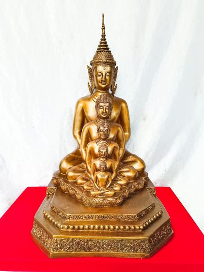 พระพุทธเจ้า 5 พระองค์ พิธีพุทธาภิเษก วัดผาซ่อนแก้ว จ.เพชรบูรณ์ ปี2565 เนื้อโลหะทองเหลือง หน้าตัก9นิ้ว